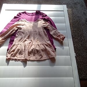 Girls 2 Item Bundle Long-Sleeve Layered Tunic Top in Pink and Purple